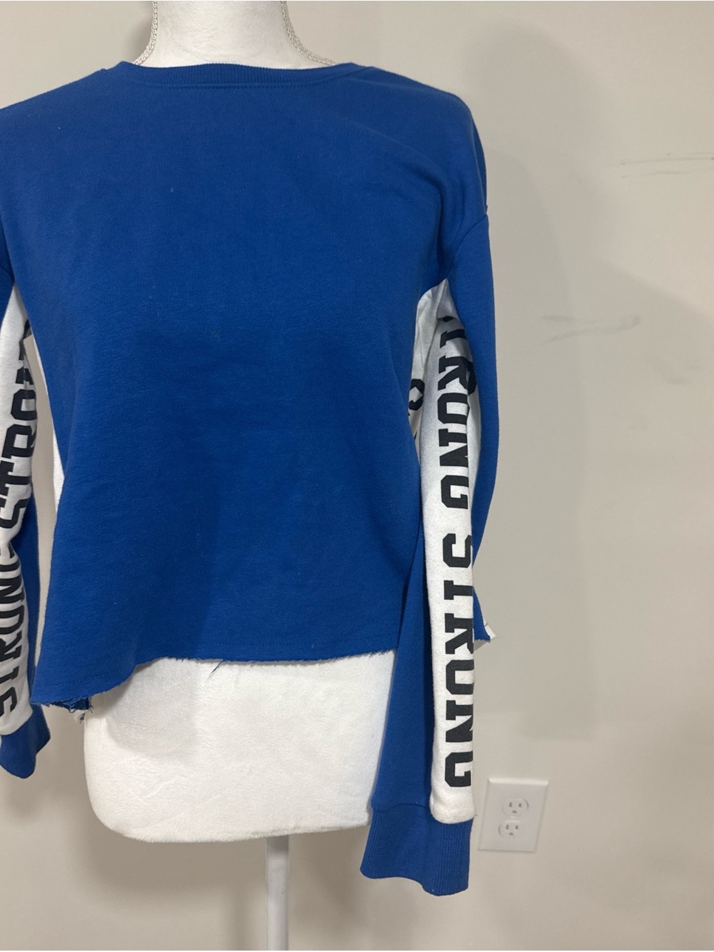 Justice Blue Long Sleeve Sweatshirt with White Logo Sleeves